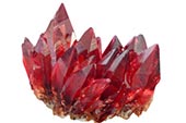 Rubin kristaller och stenars färg